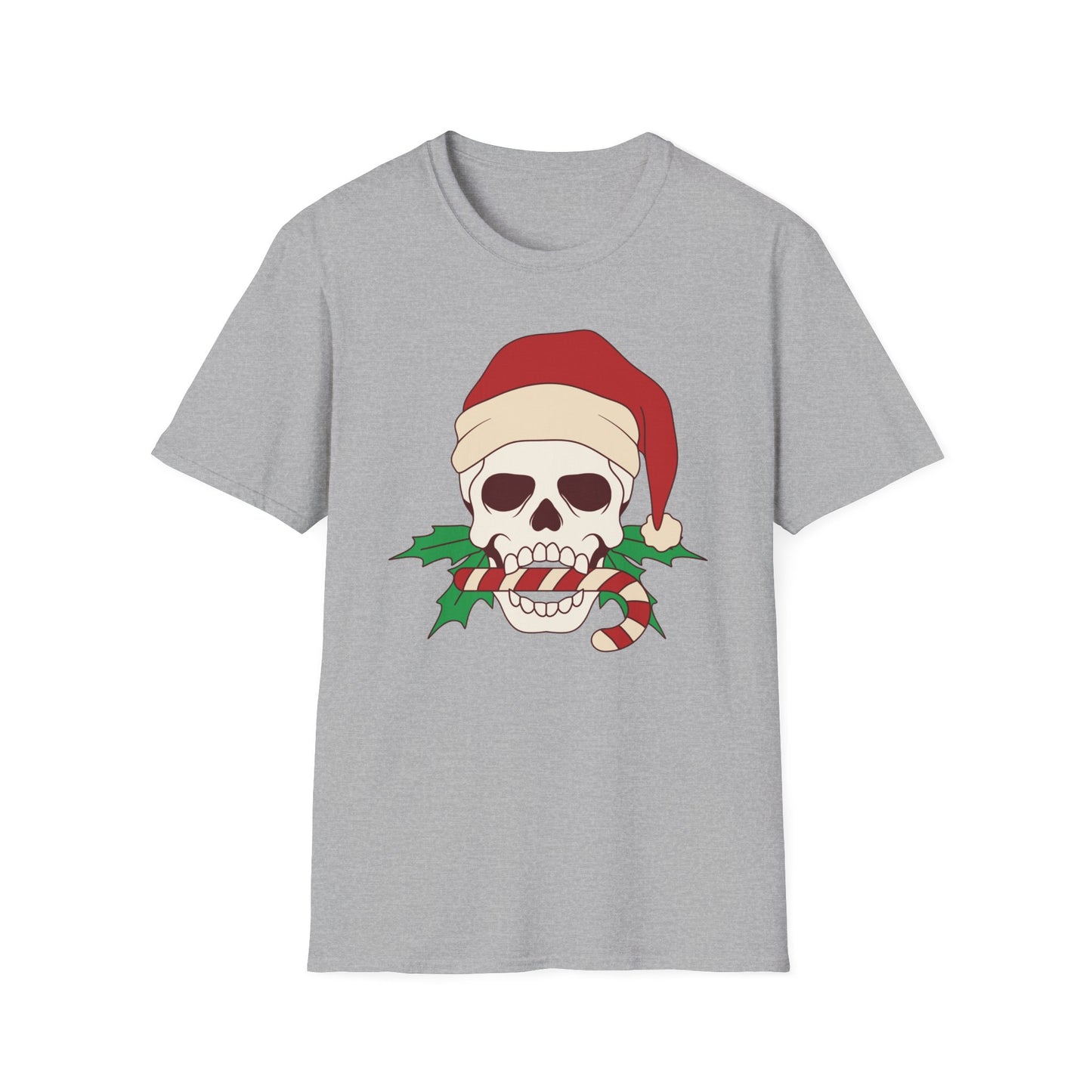 Candy Cane Skull Hat T-Shirt