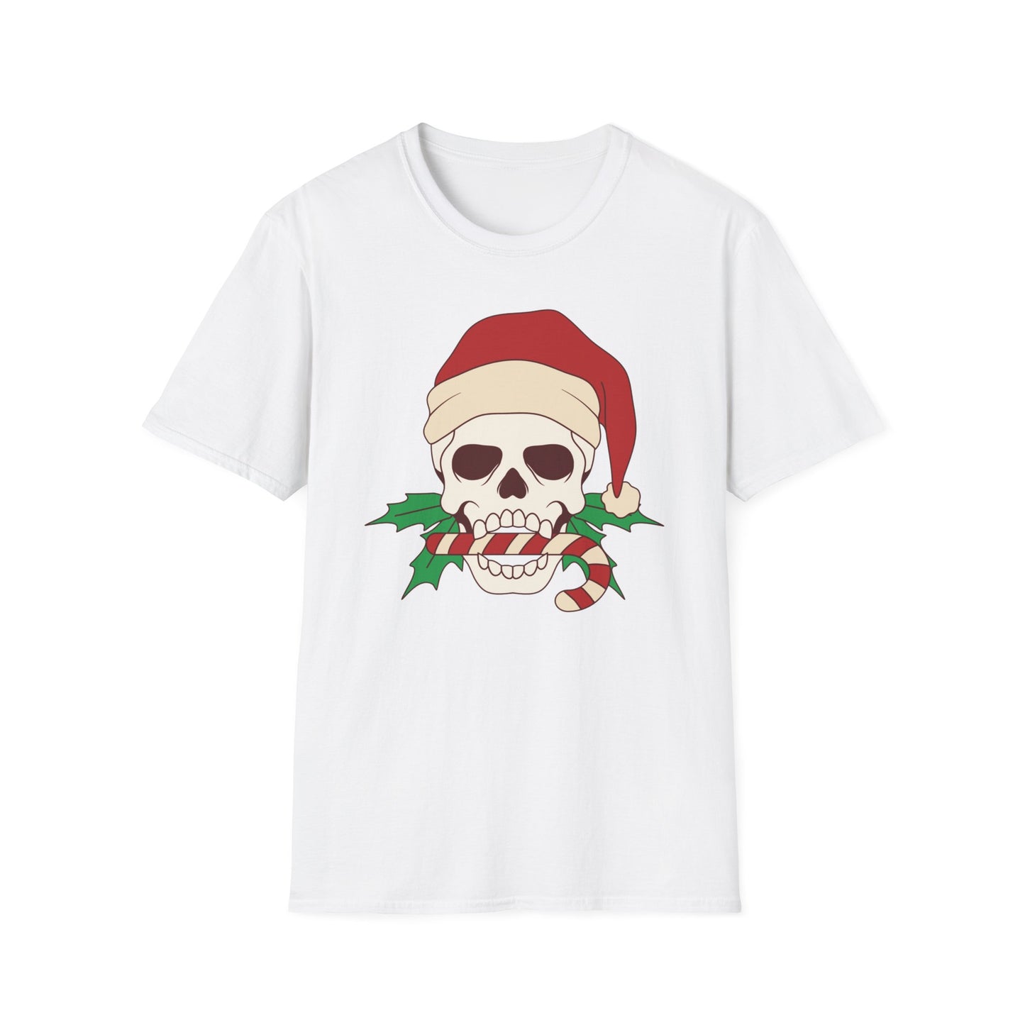 Candy Cane Skull Hat T-Shirt