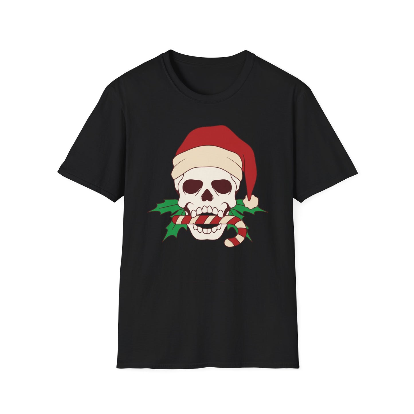 Candy Cane Skull Hat T-Shirt